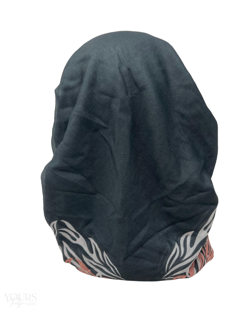 Ahead VT2596 Black Frappe Painted End Versatile Style Long Tails Open Back Pre-Tied Bandanna Myselflingerie.com