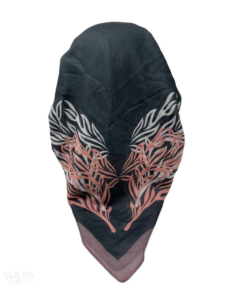 Ahead VT2596 Black Frappe Painted End Versatile Style Long Tails Open Back Pre-Tied Bandanna Myselflingerie.com