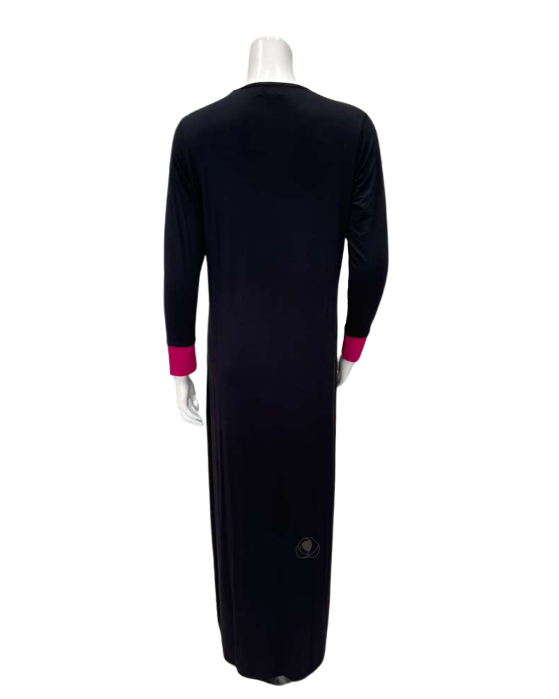 Plush PM N5193 Black Front Pocket Pull On Cotton Nightgown Myselflingerie.com