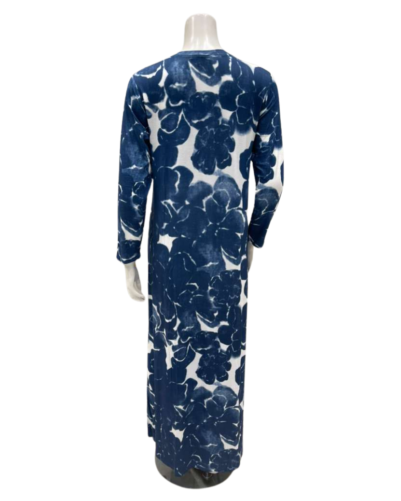 The Star Story Blue Tie Dye Floral Modal Button Down Nightgown
