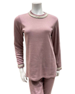 Iora Lingerie 25515 Dusty Pink Braided Trim Fleece Lined Pajamas Set Myselflingerie.com