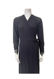 Oh! Zuza Black Ribbed Modal with Sheer Lace Long Robe