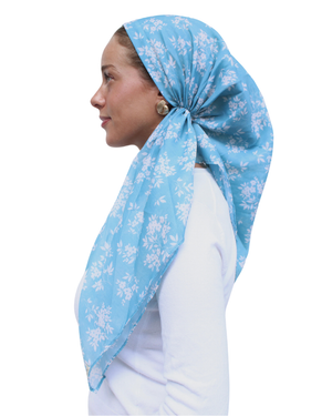 Scarf Bar Bluebell Meadow Open Back Adjustable Pre-Tied Bandanna with Velvet Grip