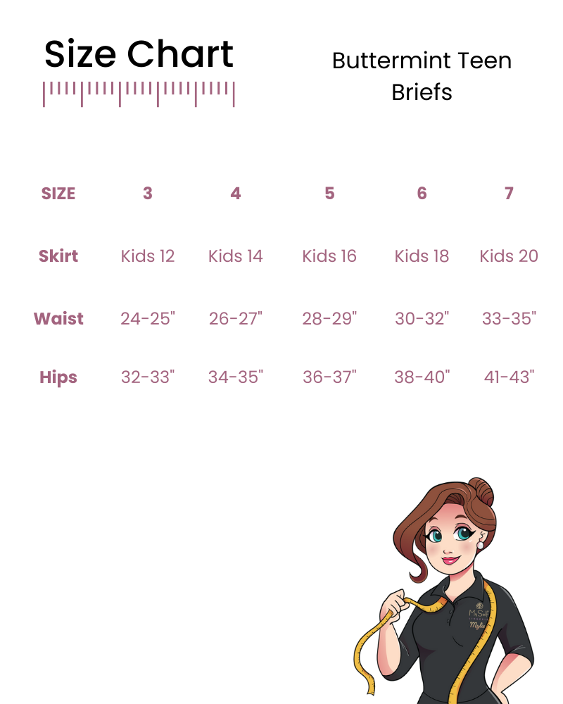 Junior / Teen Panties Size Guide