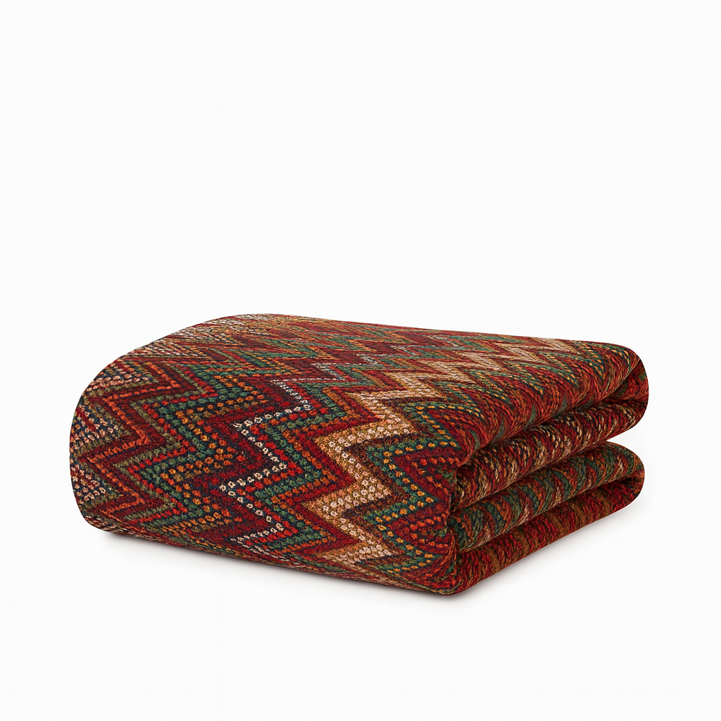 TH0022.R5060 Red Zigzag Knit Throw Blanket