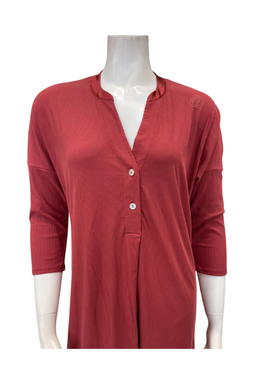 Fleur't Chili Rib Dolman 3/4 Sleeve Modal Nightshirt