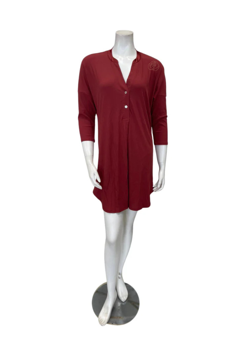 Fleur't Chili Rib Dolman 3/4 Sleeve Modal Nightshirt