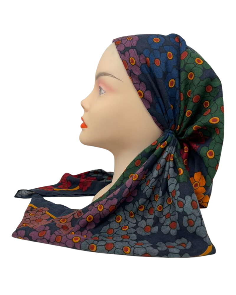Cherie Multi Floral Design Adjustable Closed Back Pre-Tied Bandanna