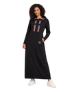 Mode Everyday Black Zagline Front Zip Morning Robe Lounger with Hood