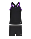 26FL02ZBK/PRL Black/Purple 2 Piece Teen's Bathing Suit Tank with Shorts