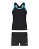 Flamingo Black/Aqua Trim 2 Piece Teen's Bathing Suit Tank with Shorts
