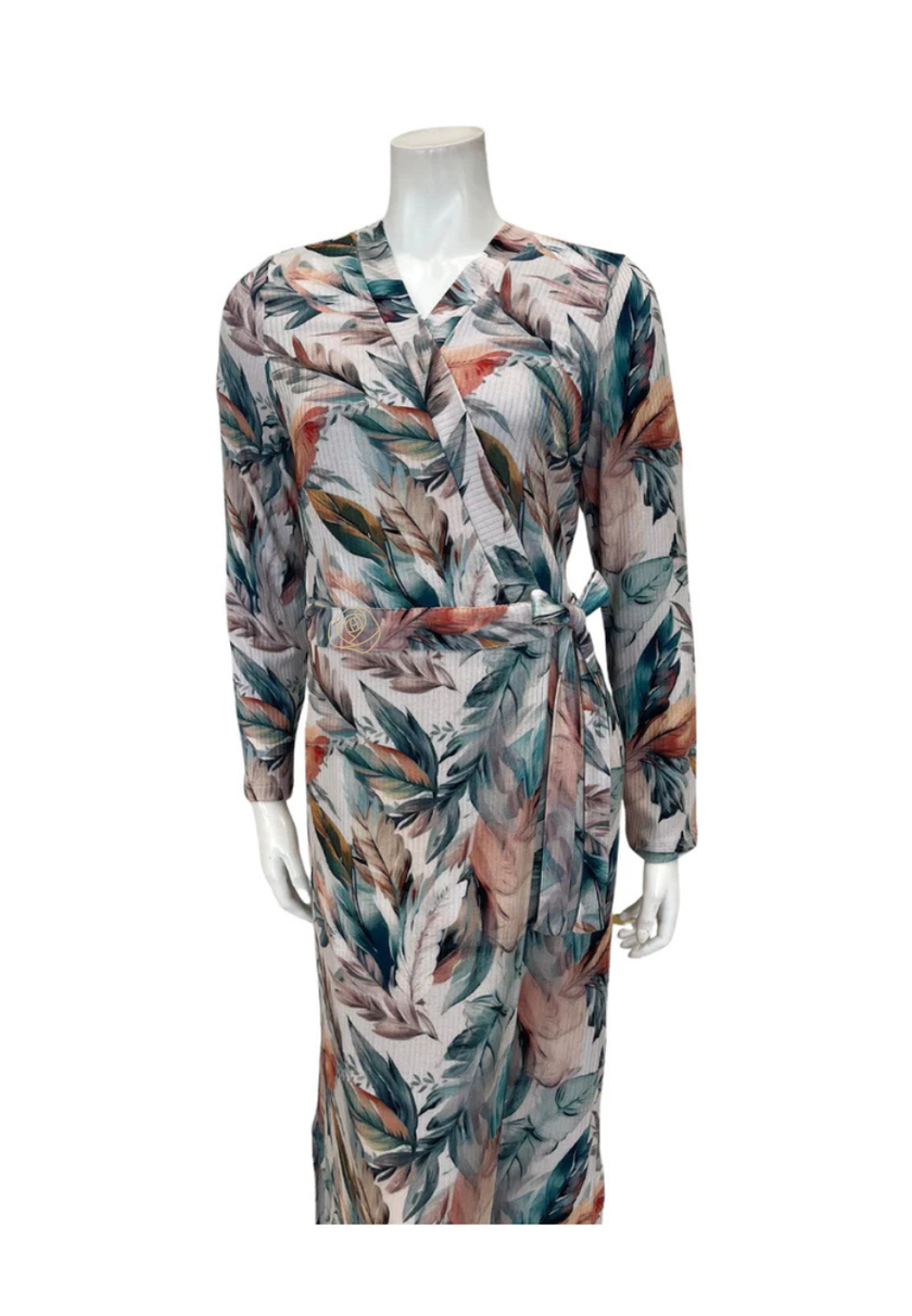 Oh! Zuza Floral Ribbed Modal Morning Robe