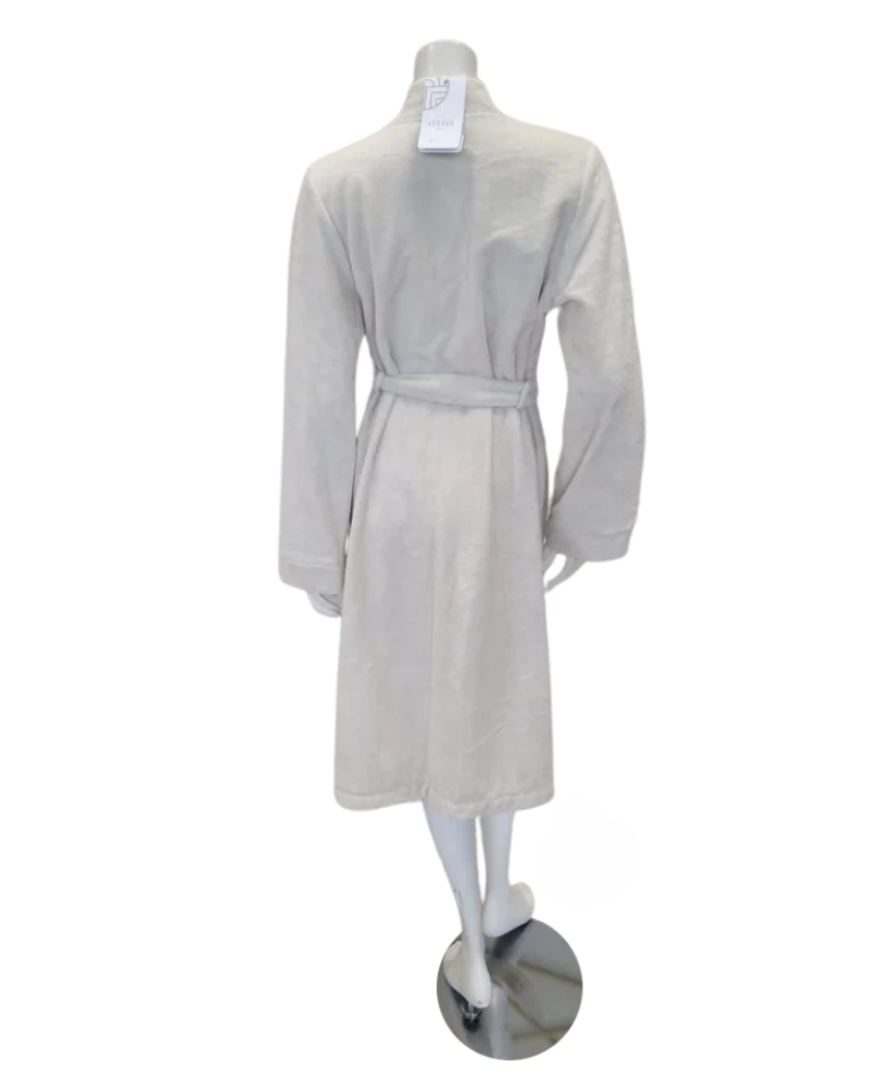 3887102 Cream Plush Short Terry Wrap Bath Robe