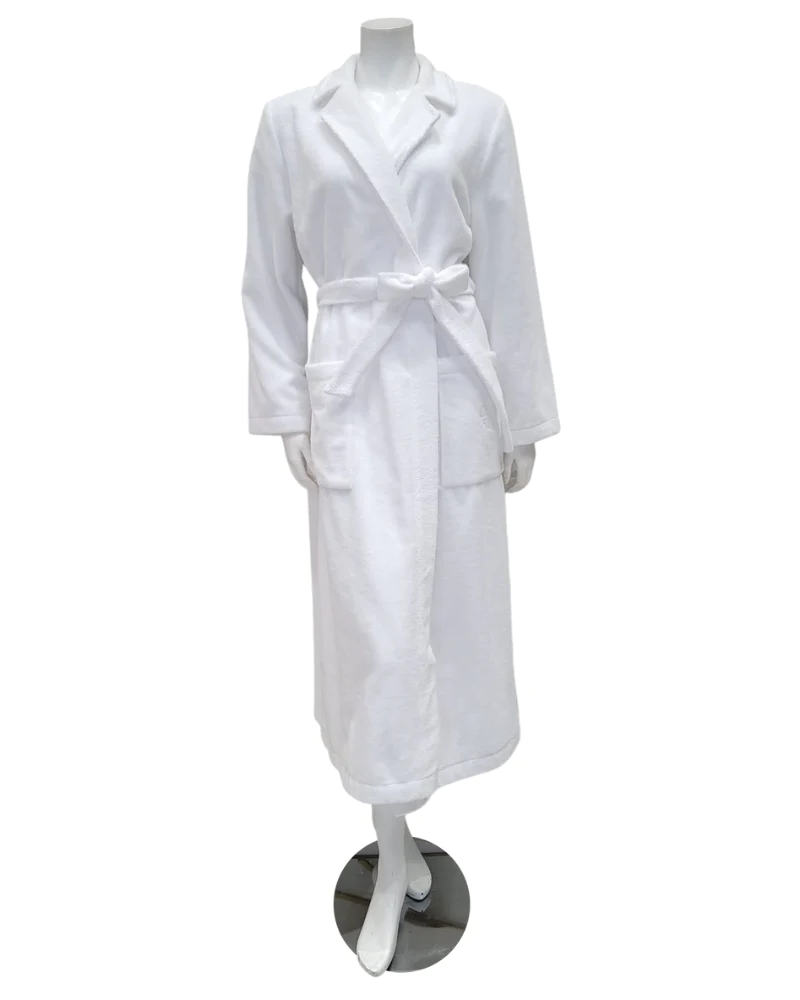 3887103 White Plush Long Terry Wrap Bath Robe