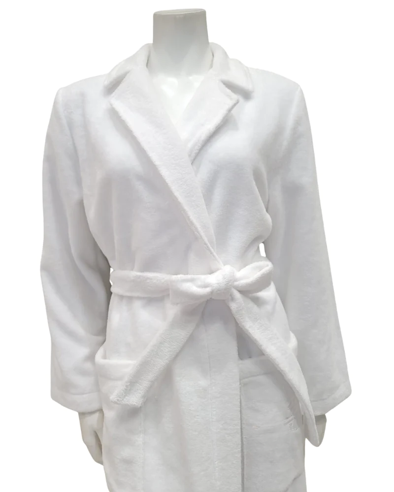 3887103 White Plush Long Terry Wrap Bath Robe