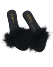 S01 Black Feather Slippers