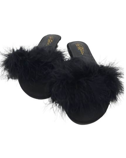 S01 Black Feather Slippers
