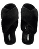 Flora Nikrooz Black Victoria Teddy Criss Cross Slippers