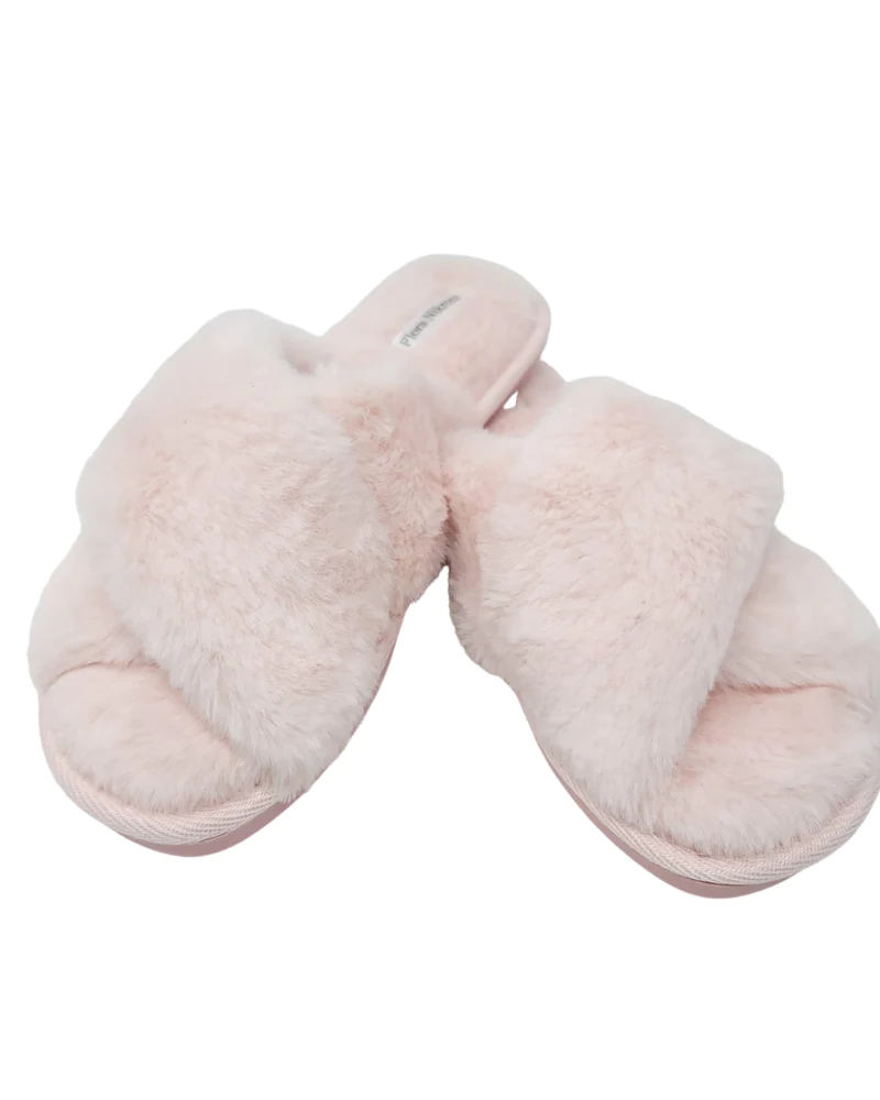 Flora Nikrooz Buff Victoria Teddy Criss Cross Slippers