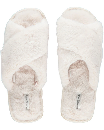 Flora Nikrooz Parchment Victoria Teddy Criss Cross Slippers
