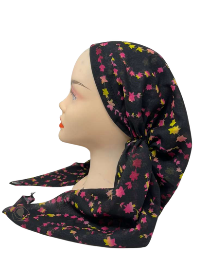 Ahead VT2809 Black Twilight Bloom Versatile Style Long Tails Open Back Pre-Tied Bandanna Myselflingerie.com