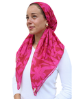 Scarf Bar Hot Pink Hibiscus Classic Pre-Tied Bandanna with Velvet Grip Myselflingerie.com