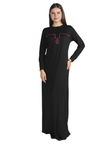altimge1 for Ellwi Black Embroidered Accent Button Down Cotton Nightgown Myselflingerie.com