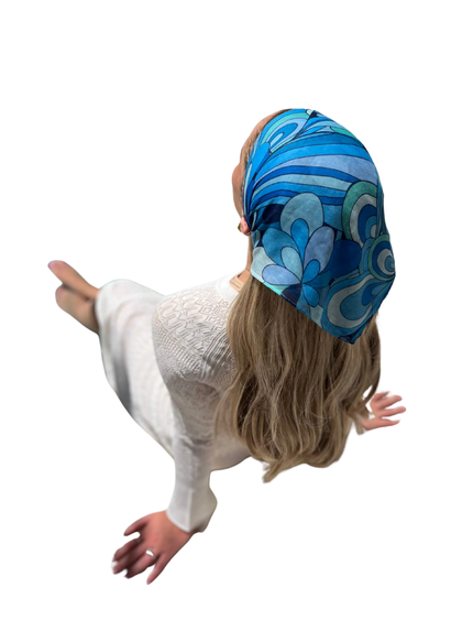 Scarf Bar Inspired Blue Capri Bandana Scarf Myselflingerie.com
