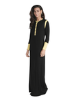 altimge1 for Ellwi Black/Banana Colored Trim Button Down Cotton Nightgown Myselflingerie.com