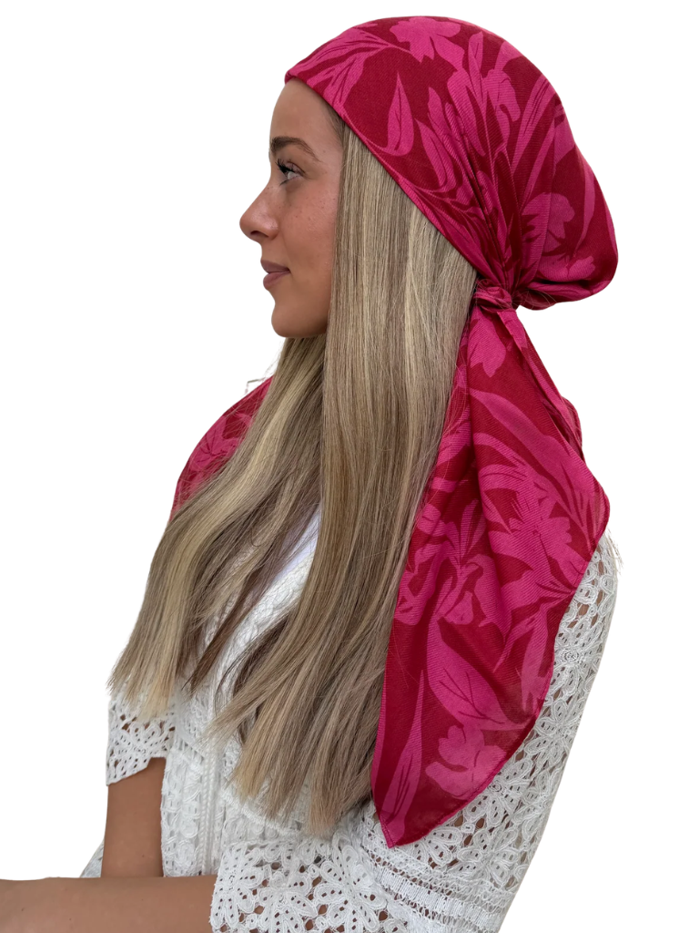Scarf Bar Hot Pink Hibiscus Square Scarf with Velvet Grip Myselflingerie.com
