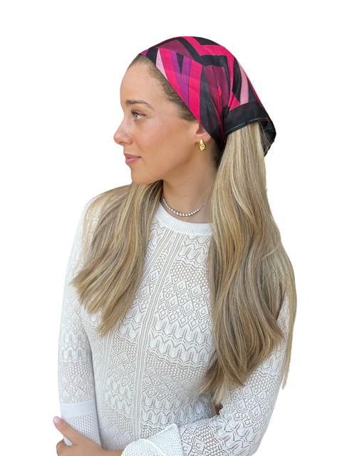 Scarf Bar Inspired Fuschia Art Deco Bandana Scarf Myselflingerie.com