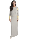 Ellwi Grey/Banana Trim Cotton Nursing Nightgown