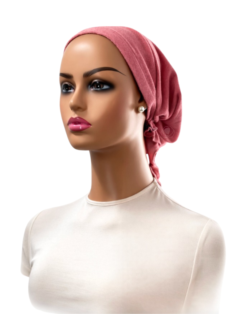 Ahead P2359 Dusty Rose Comfy Terry Short Tails Adjustable Pre-Tied Bandanna Myselflingerie.com 