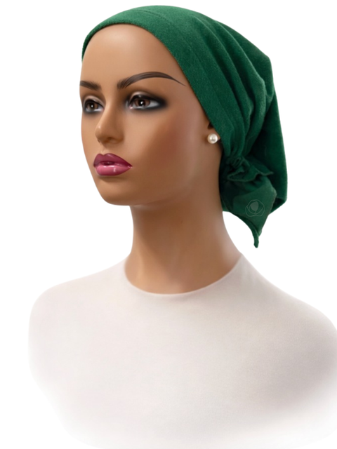 Ahead Green Comfy Terry Short Tails Adjustable Pre-Tied Bandanna Myselflingerie.com 