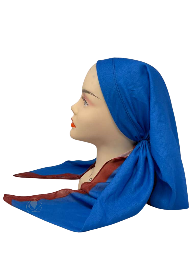 It's Younique OB-SOL-BLRD Blue and Red Border Pre-Tied Open Back Bandanna with Velvet Grip Myselflingerie.com