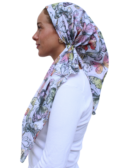 Scarf Bar Pastel Butterfly Open Back Adjustable Pre-Tied Bandanna with Velvet Grip Myselflingerie.com