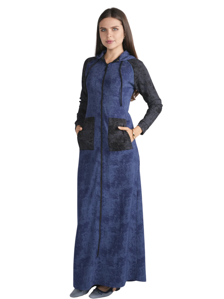 altimge1 for Ellwi Stonewash Zippered Morning Robe with Removable Hood Myselflingerie.com