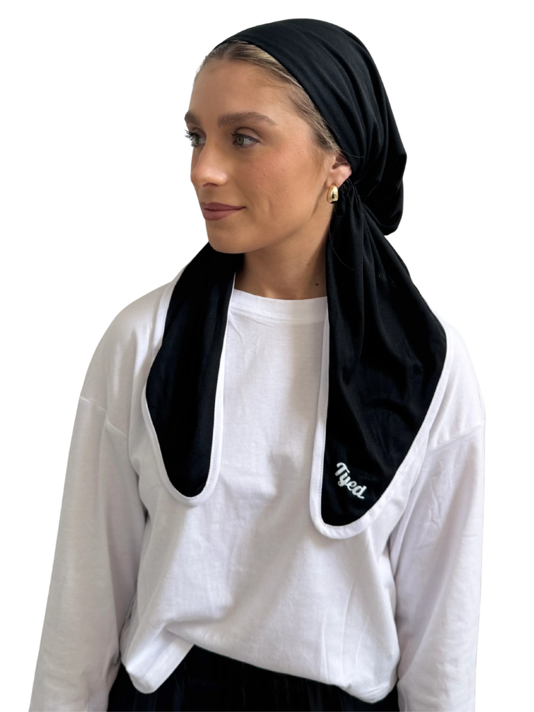 TYED Black Swim Adjustable Pre-tied Bandanna with Velvet Grip Myselflingerie.com
