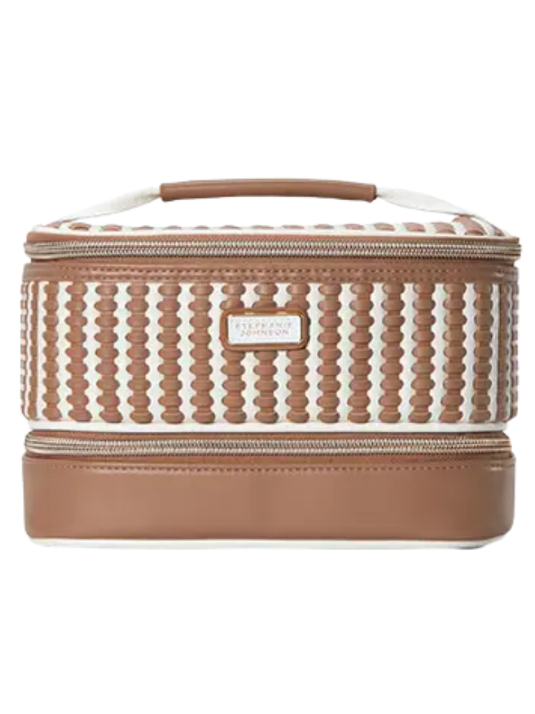 Stephanie Johnson MRA-MCH-JEN Marbella Mocha Jenny Train Case Toiletry Bag Myselflingerie.com