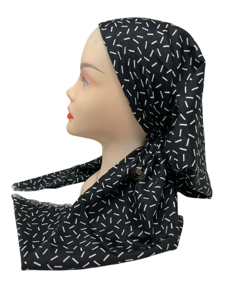 It's Younique PP-SPR-BKWT Black and White Print Pre-Tied Bandanna with Velvet Grip Myselflingerie.com 