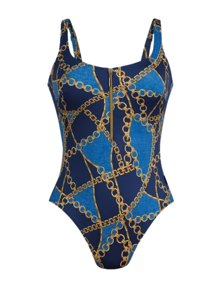 Anita 7785 Zip Front Denim Chains Swimsuit Myselflingerie.com
