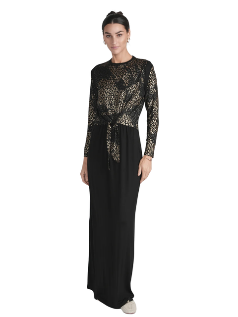 altimge1 for Ellwi Black Printed Leopard Cotton Nursing Nightgown Myselflingerie.com
