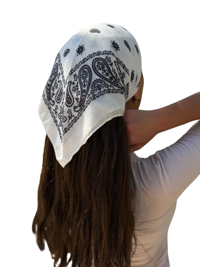 Scarf Bar Paisley White Bandana Scarf Myselflingerie.com