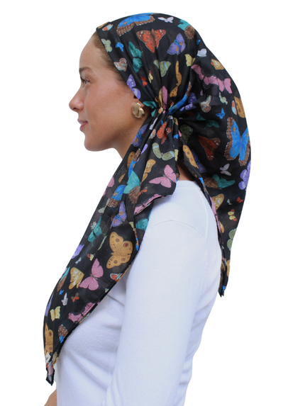 Scarf Bar Twilight Butterfly Open Back Adjustable Pre-Tied Bandanna with Velvet Grip Myselflingerie.com
