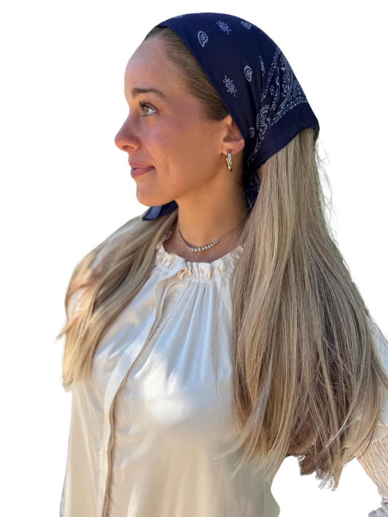 Scarf Bar Paisley Navy Bandana Scarf Myselflingerie.com