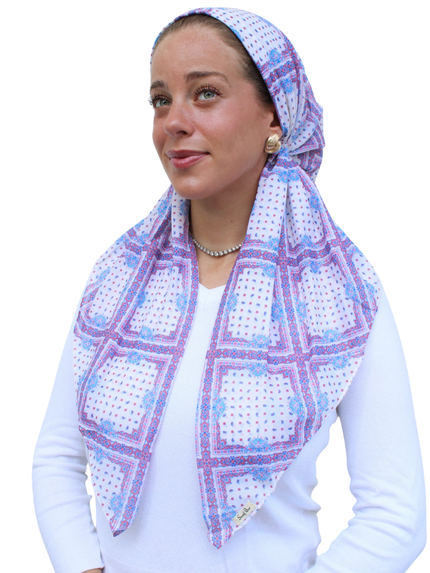 Scarf Bar French Tile Classic Pre-Tied Bandanna with Velvet Grip Myselflingerie.com
