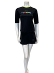 Child Play 12-965+12-967 Black Just Keep Swimming Multi Swim T-Shirt & Skirt Set Myselflingerie.com