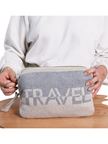 Pink Lemonade Dual Travel Linen Sand/Light Grey Cotton Travel Blanket & Eye Mask Set Myselflingerie.com