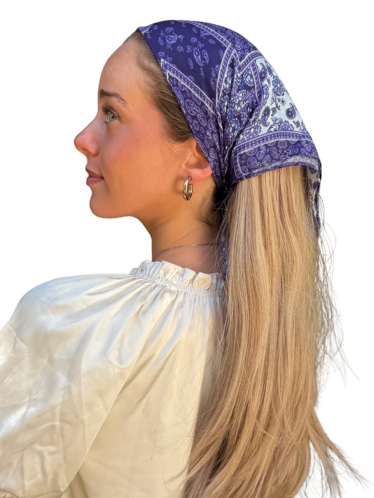 Scarf Bar Denim Paisley Patchwork Bandana Scarf Myselflingerie.com
