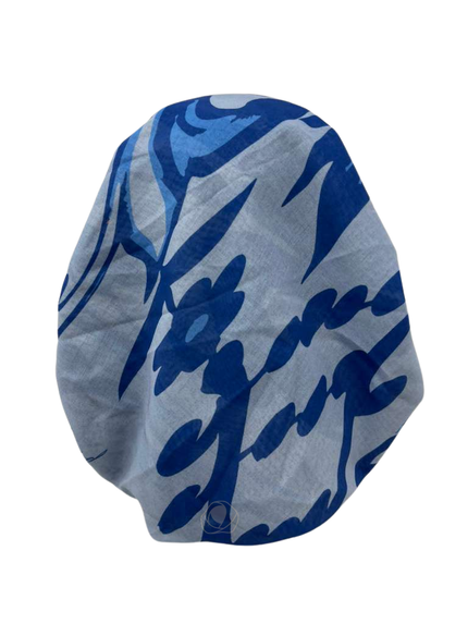 Ahead IT2799 Cobalt Flora Crest Israeli Style Long Tails Pre-Tied Bandanna Myselflingerie.com